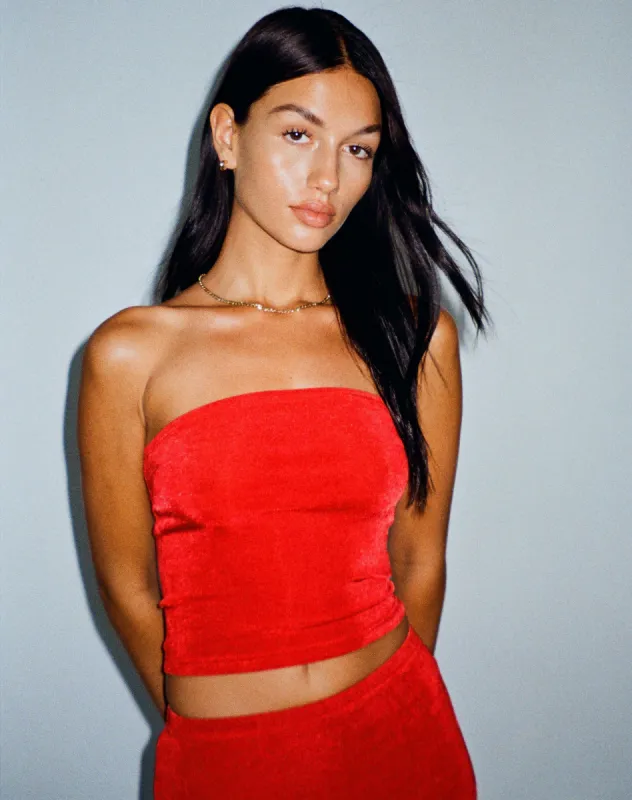 Tiska Bandeau Top in Red sold by Motel Rocks