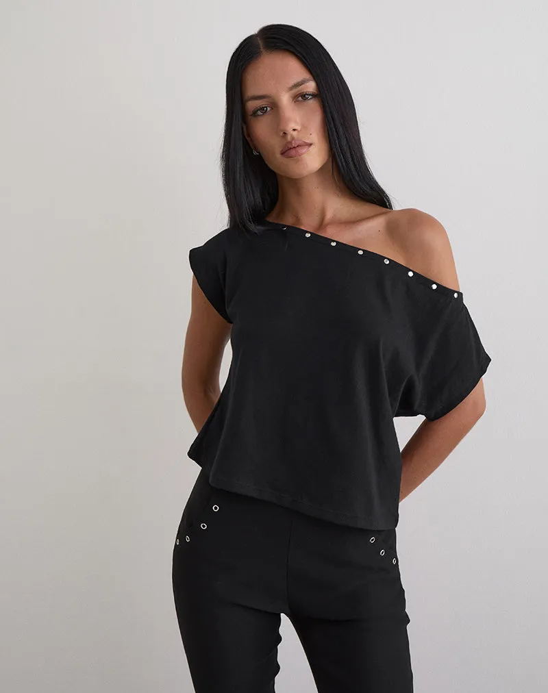 Bizzy Top in Jersey Black with Studs sold by Motel Rocks product image thumbnail 5