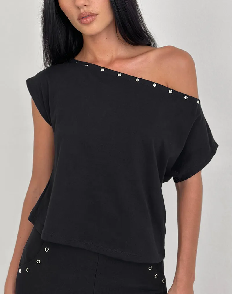 Bizzy Top in Jersey Black with Studs sold by Motel Rocks product image thumbnail 3