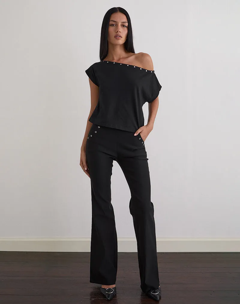 Bizzy Top in Jersey Black with Studs sold by Motel Rocks product image thumbnail 2