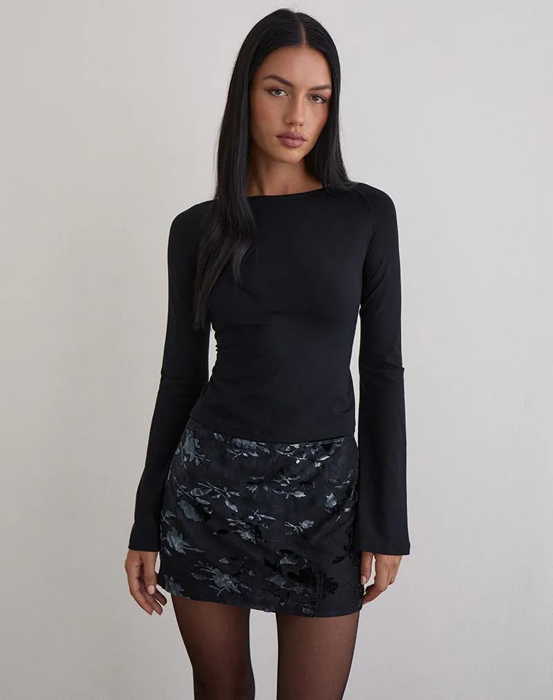 Muzan Long Sleeve Top in Jersey Black sold by Motel Rocks product image thumbnail 4