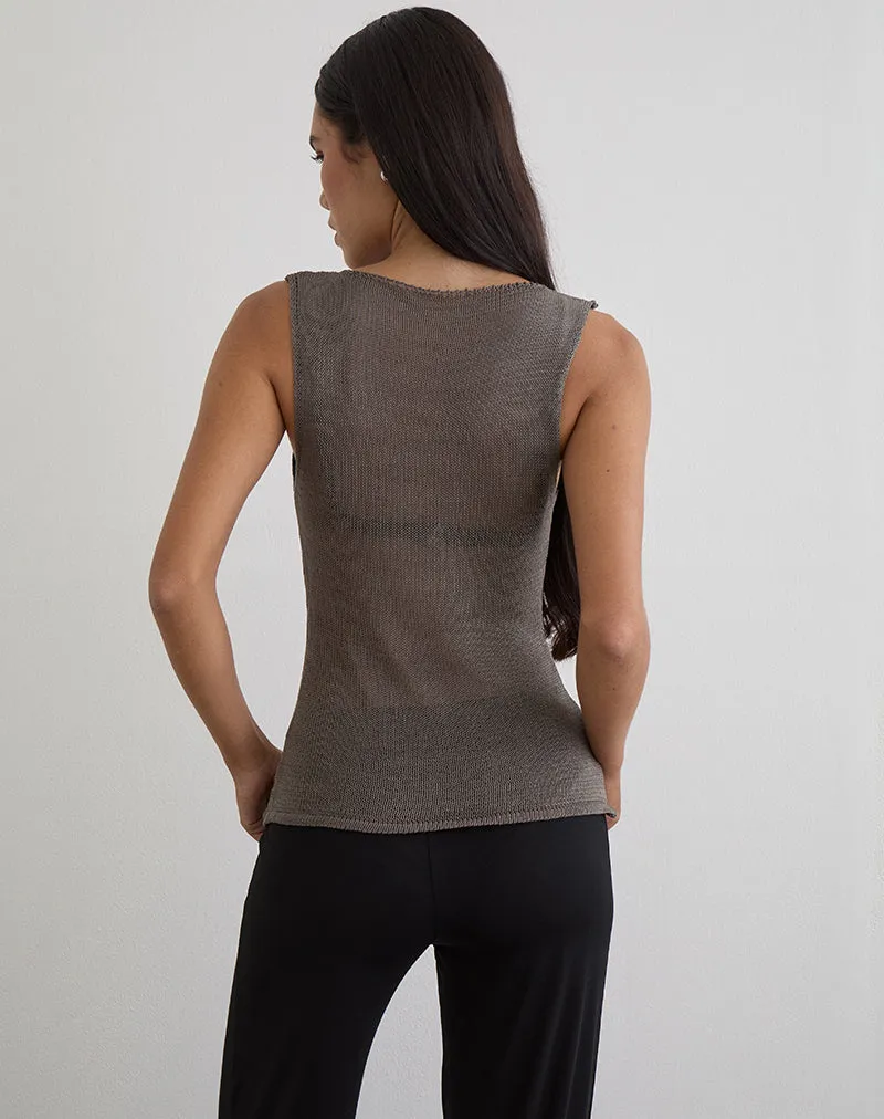 Miraya Top in Studded Sheer Knit Iron sold by Motel Rocks product image thumbnail 4