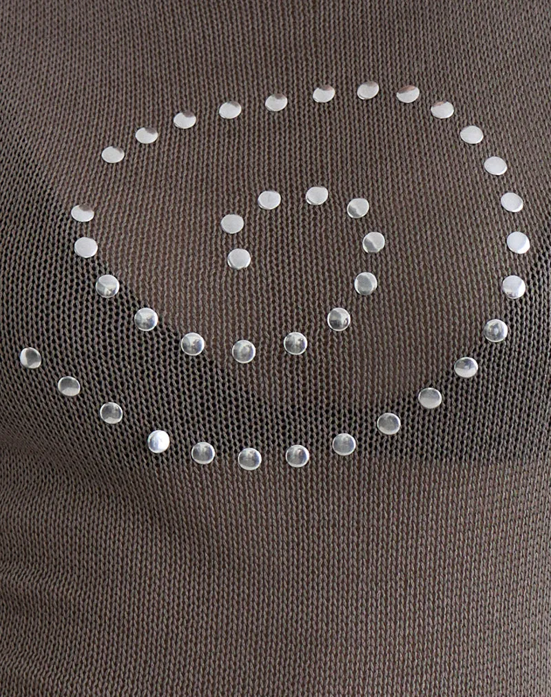 Miraya Top in Studded Sheer Knit Iron sold by Motel Rocks product image thumbnail 5