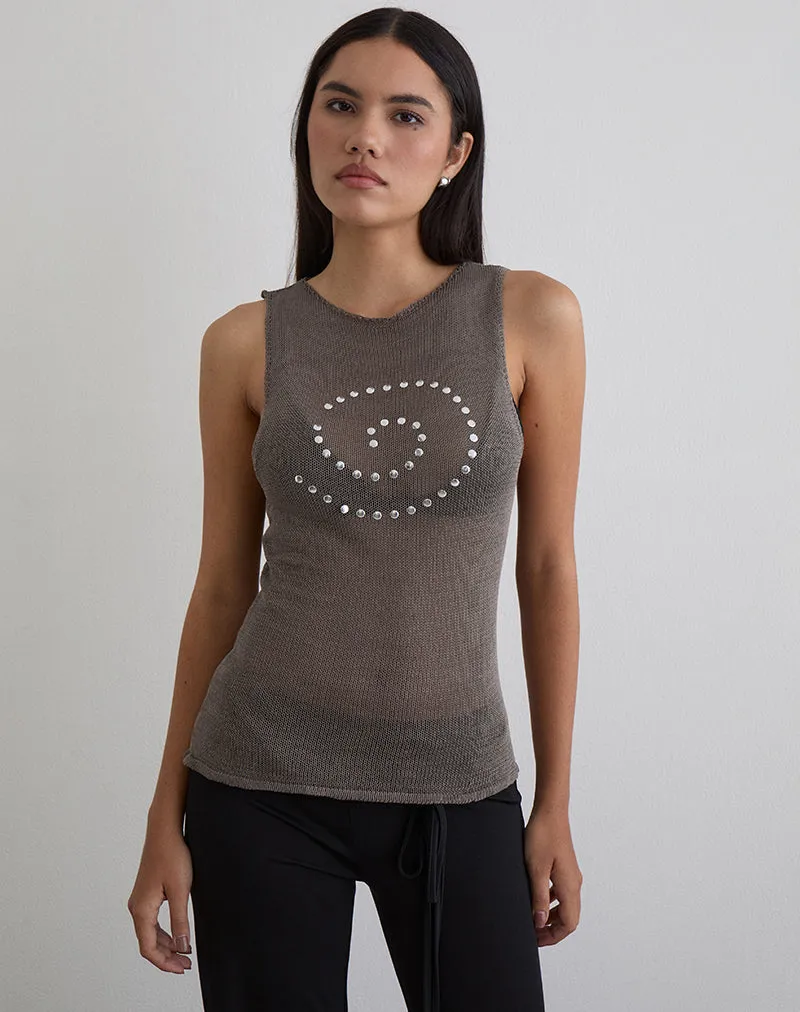 Miraya Top in Studded Sheer Knit Iron sold by Motel Rocks product image thumbnail 3