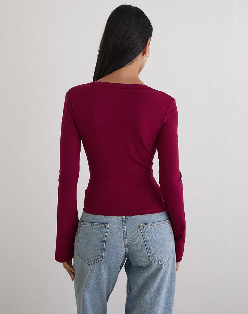 Emesy Long Sleeve Top in Burgundy sold by Motel Rocks product image thumbnail 5