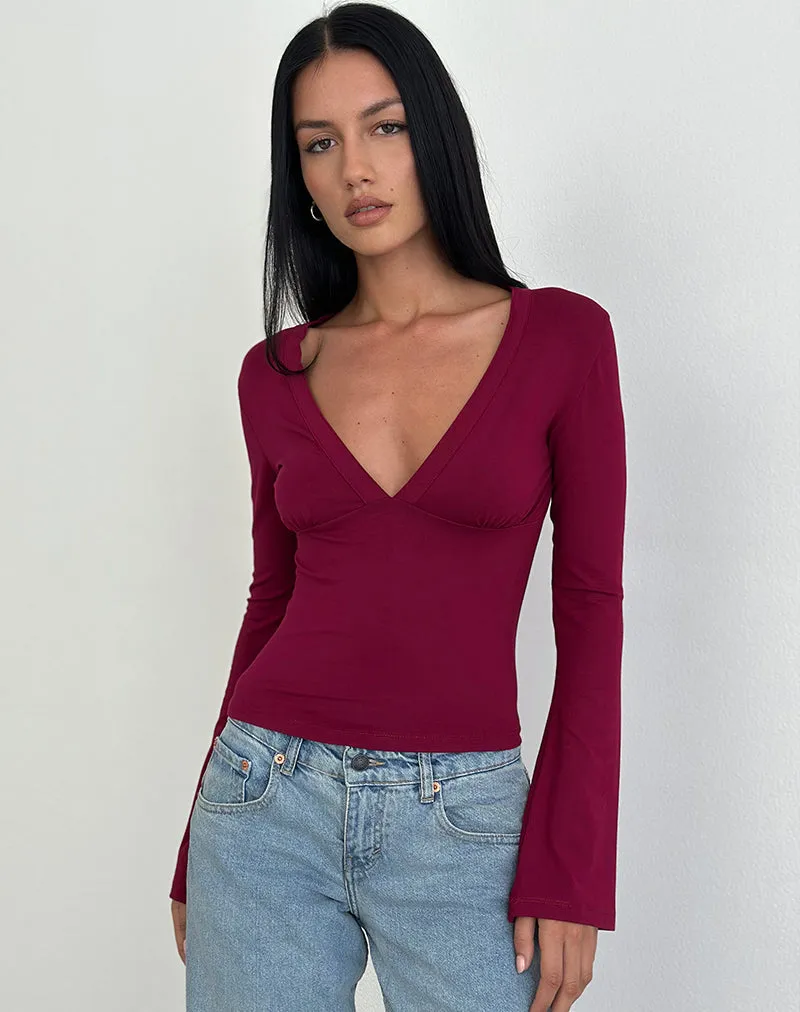 Emesy Long Sleeve Top in Burgundy sold by Motel Rocks product image thumbnail 2