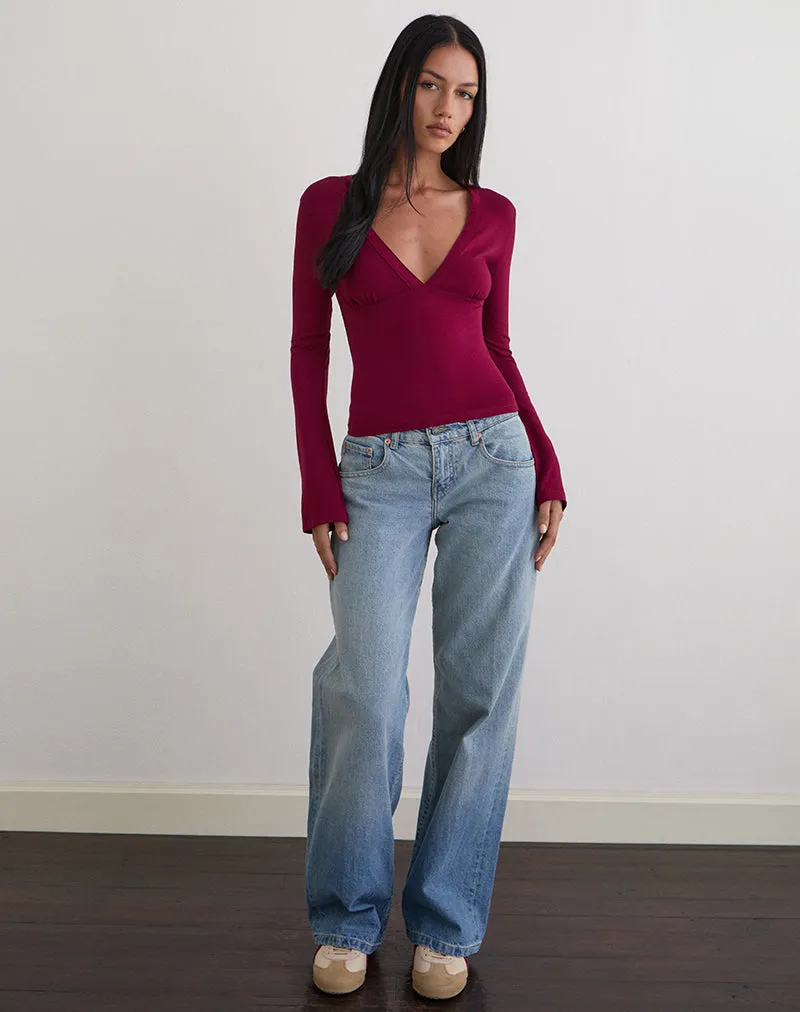 Emesy Long Sleeve Top in Burgundy sold by Motel Rocks product image thumbnail 4