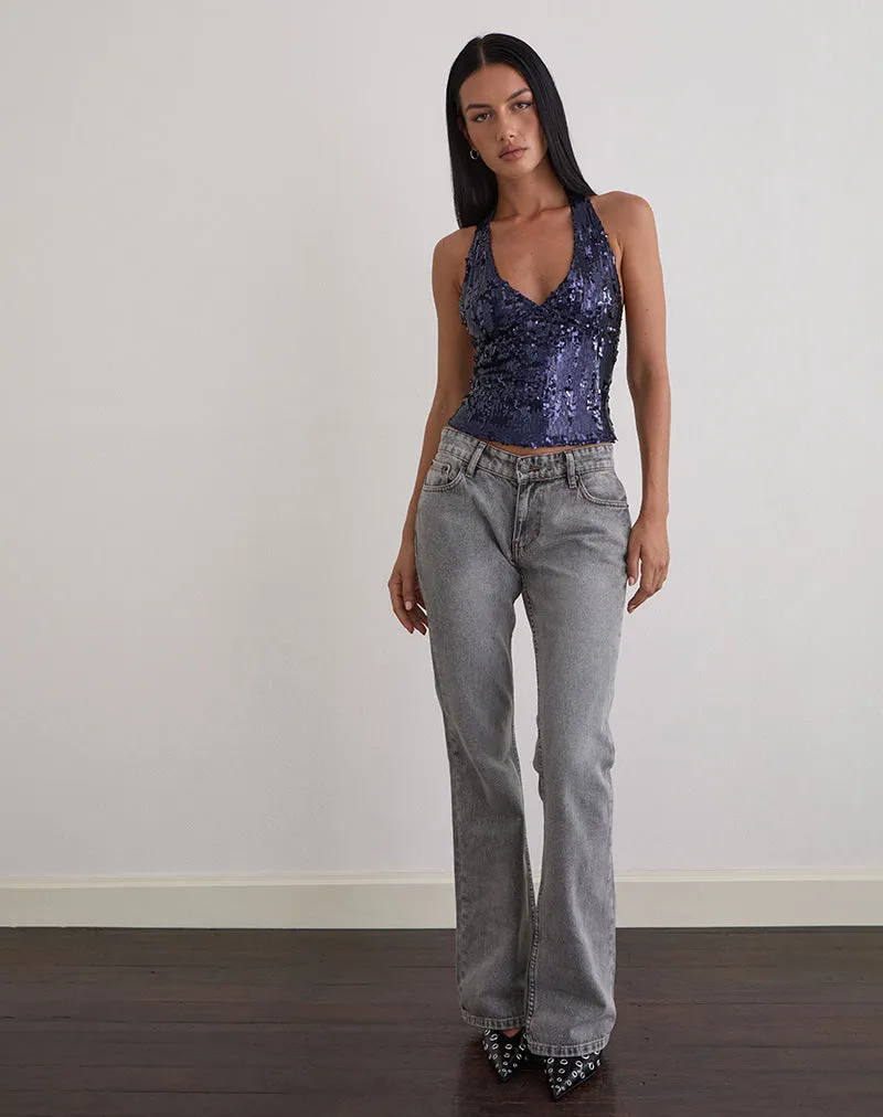 Cosio Halter Top in Mix Sequin Navy sold by Motel Rocks product image thumbnail 3