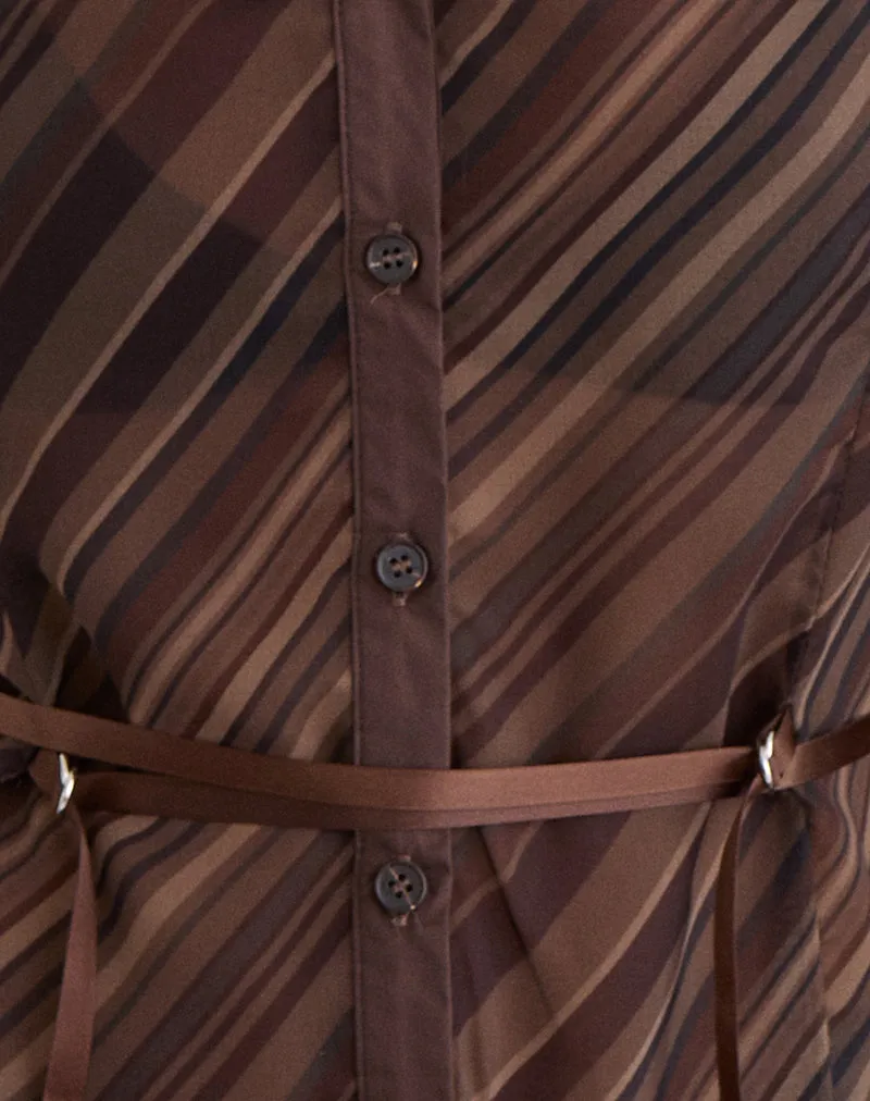 Christabel Shirt in Chiffon Mix Brown Stripe sold by Motel Rocks product image thumbnail 5
