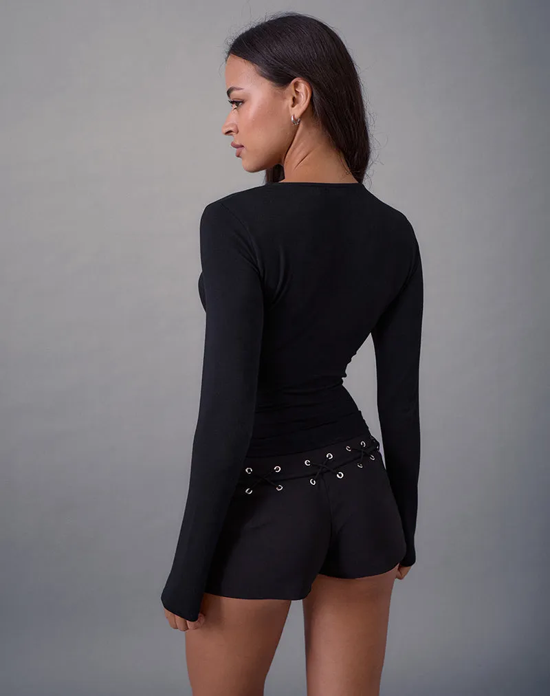 Nyla Long Sleeve Slash Cut Out Top in Black sold by Motel Rocks product image thumbnail 5