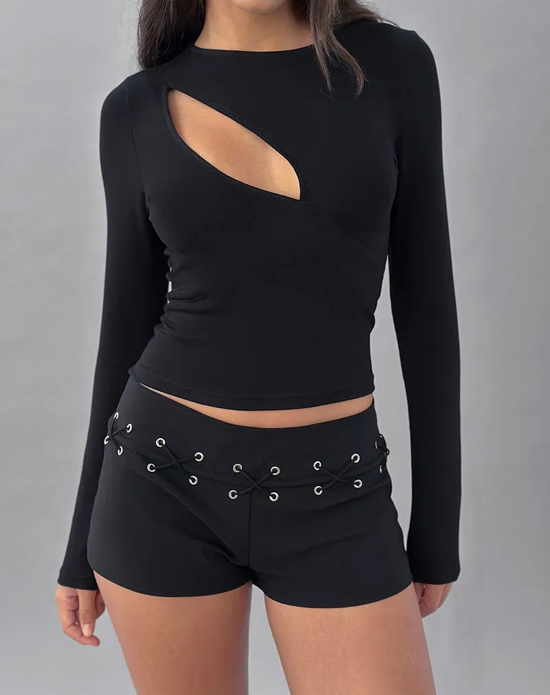 Nyla Long Sleeve Slash Cut Out Top in Black sold by Motel Rocks product image thumbnail 4