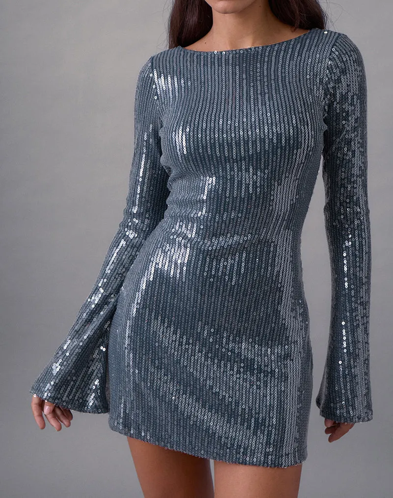 Kimberly Mini Dress in Sequin Dark Teal sold by Motel Rocks product image thumbnail 2