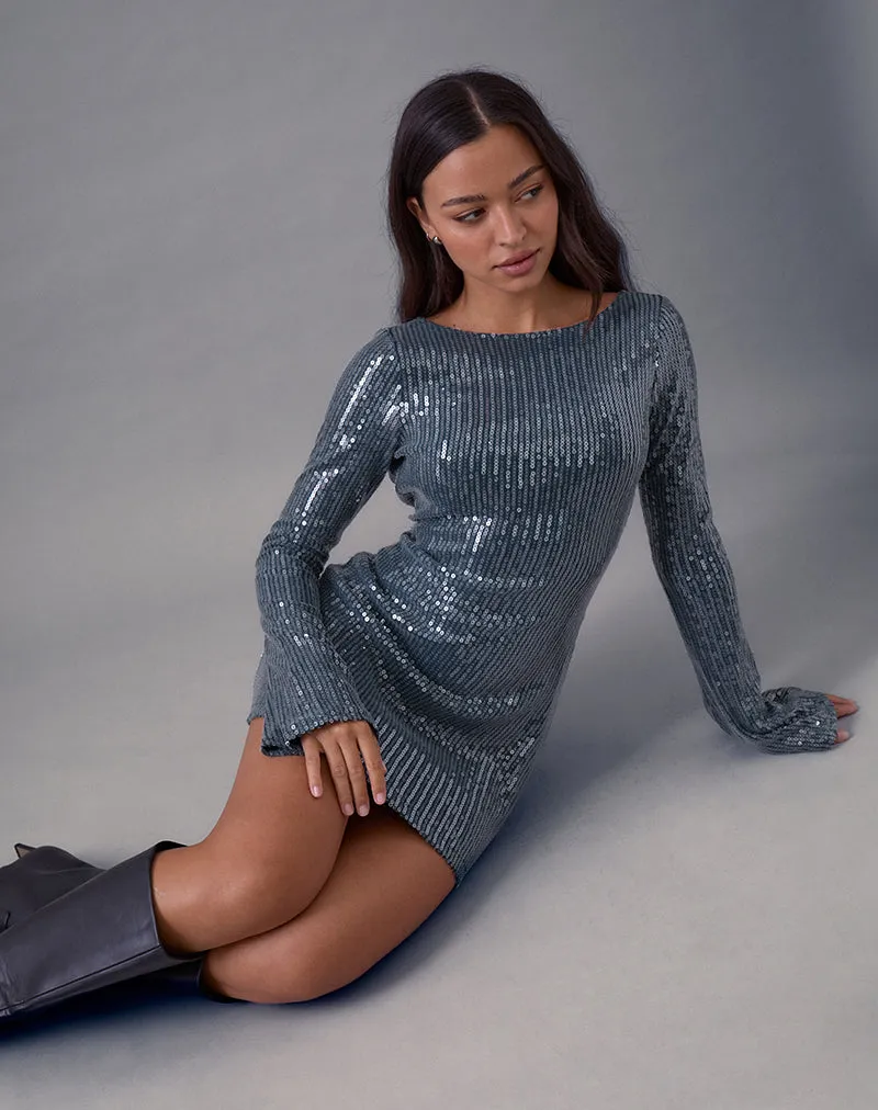 Kimberly Mini Dress in Sequin Dark Teal sold by Motel Rocks product image thumbnail 4