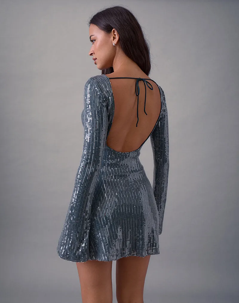 Kimberly Mini Dress in Sequin Dark Teal sold by Motel Rocks product image thumbnail 3