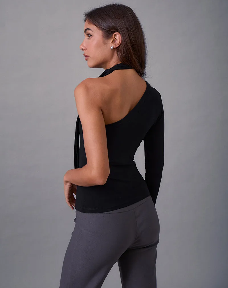 Jayahe One Sleeve Top in Rayon Jersey Black sold by Motel Rocks product image thumbnail 3