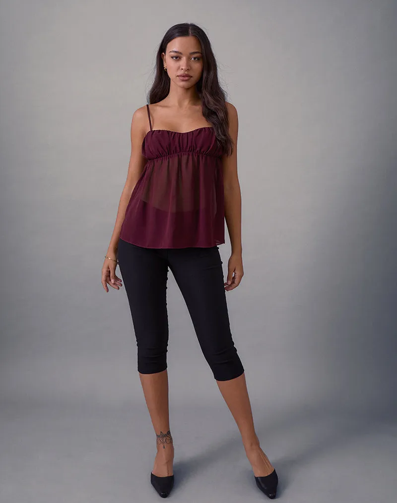 Camden Cami Top in Satin Chiffon Burgundy sold by Motel Rocks product image thumbnail 4