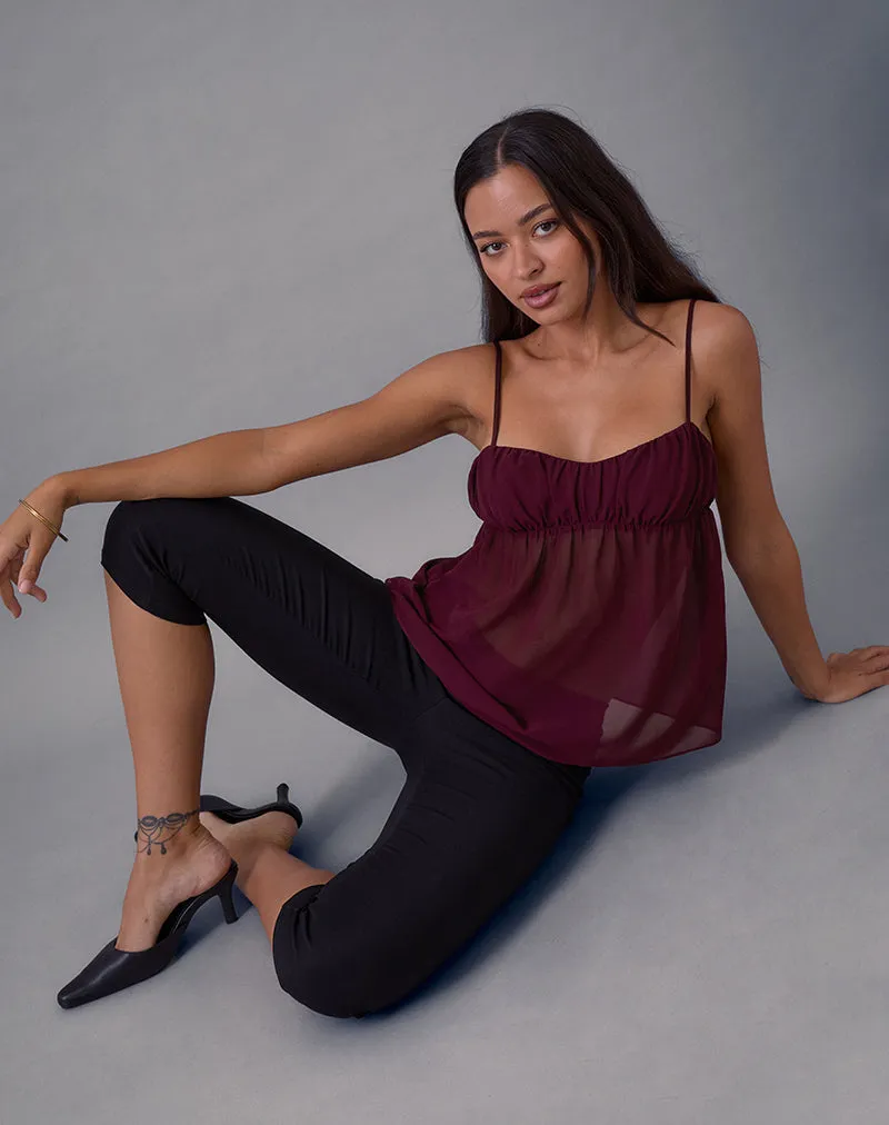 Camden Cami Top in Satin Chiffon Burgundy sold by Motel Rocks product image thumbnail 2