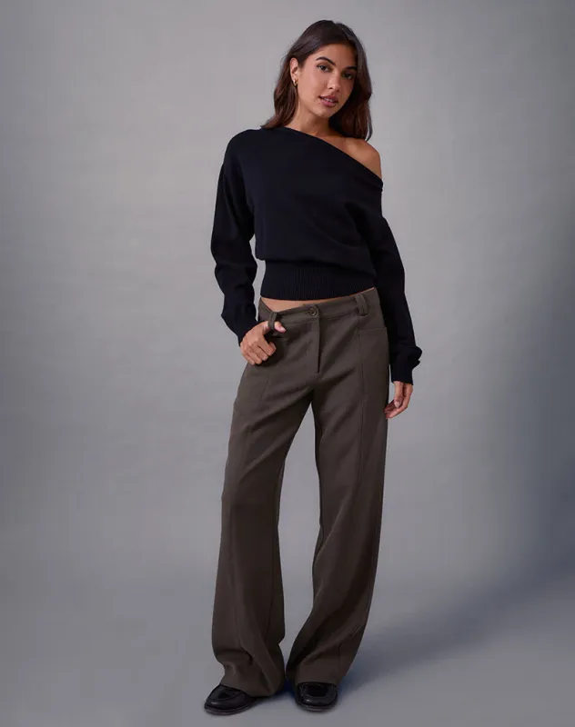 Avina Trouser in Tailoring Dark Olive sold by Motel Rocks