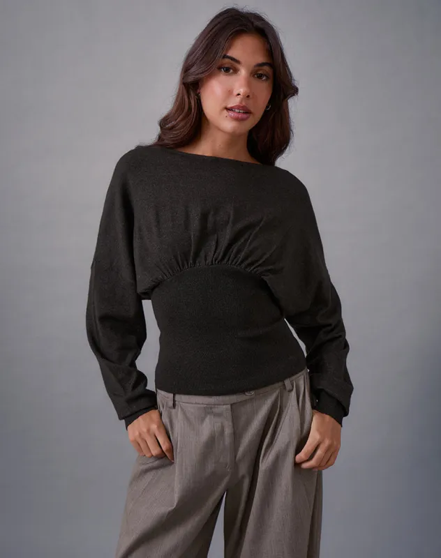 Arvel Jumper in Knit Charcoal sold by Motel Rocks
