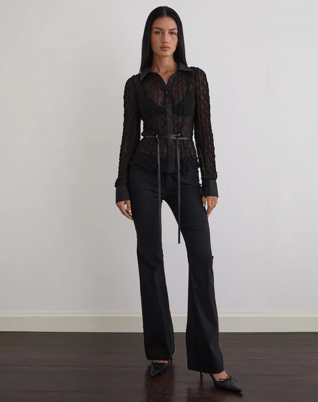 Christabel Shirt in Textured Mesh Black sold by Motel Rocks