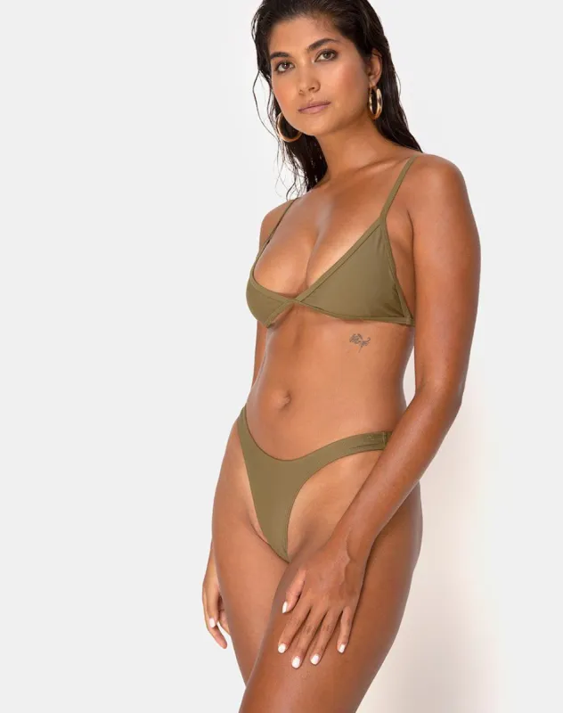 Valda Bikini Top in Matte Khaki sold by Motel Rocks