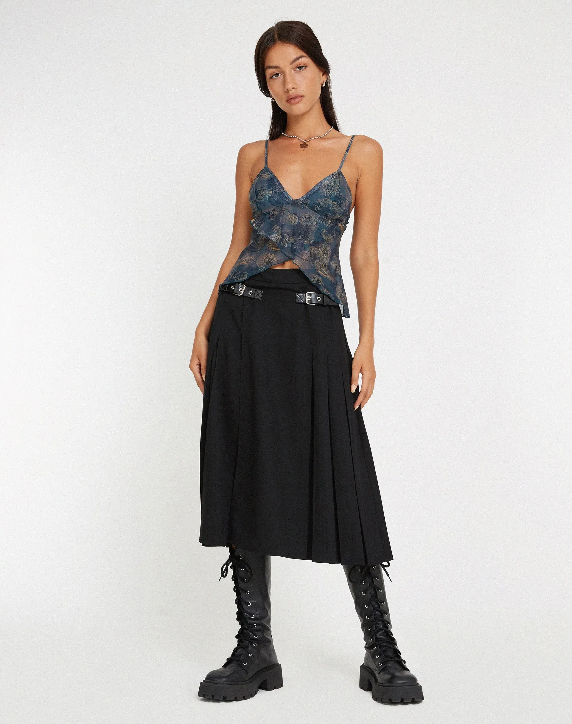 Cojira Mesh Butterfly Top in Tonal Blue Paisley sold by Motel Rocks product image thumbnail 4