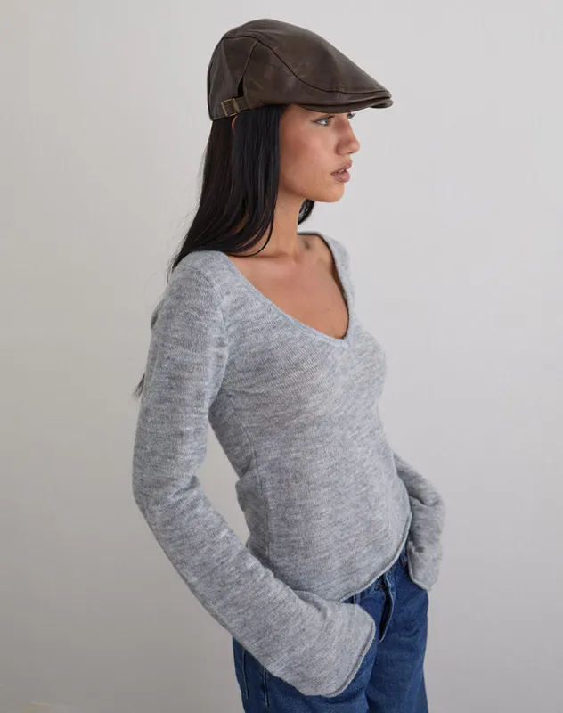 Flat Cap in PU Dark Brown made by Motel Rocks