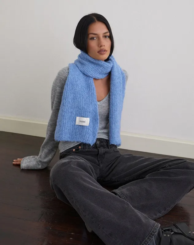 Scarf in Plain Blue sold by Motel Rocks