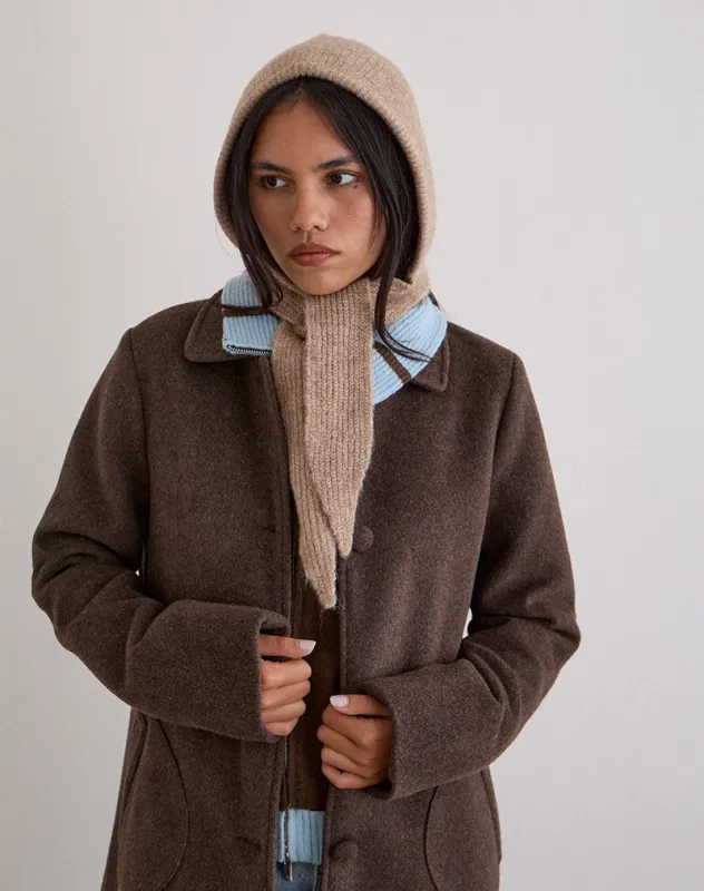 Bonnet Hat in Knit Beige sold by Motel Rocks