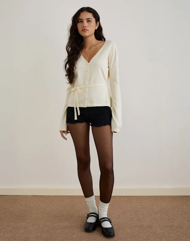 Divya Cardigan with Tie in Knit Cream sold by Motel Rocks