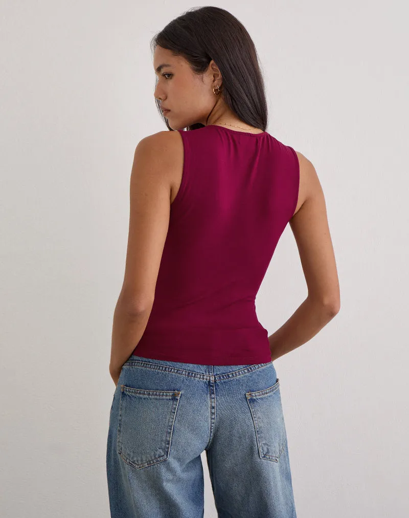 Lynod Plunge Top in Rayon Burgundy sold by Motel Rocks product image thumbnail 4