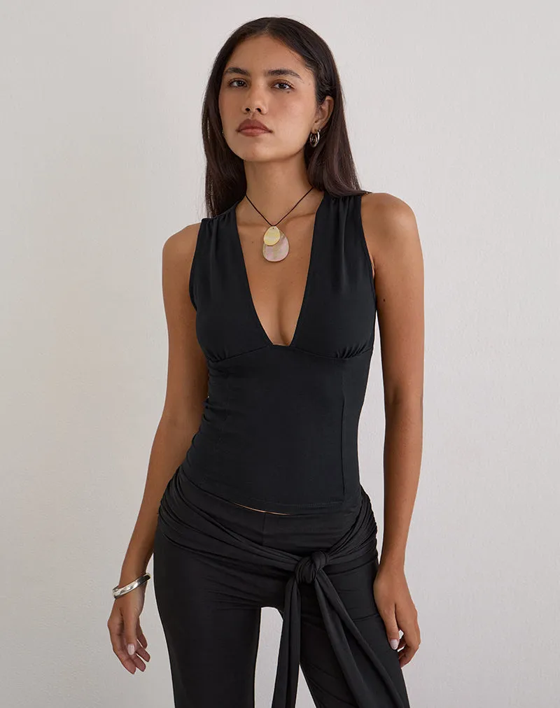 Lynod Plunge Top in Rayon Black sold by Motel Rocks product image thumbnail 4