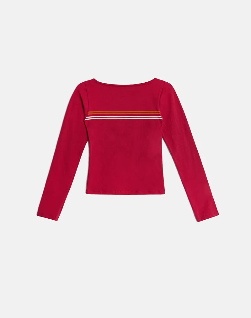 Amabon Long Sleeve Top in Adrenaline Red Stripe sold by Motel Rocks product image thumbnail 3