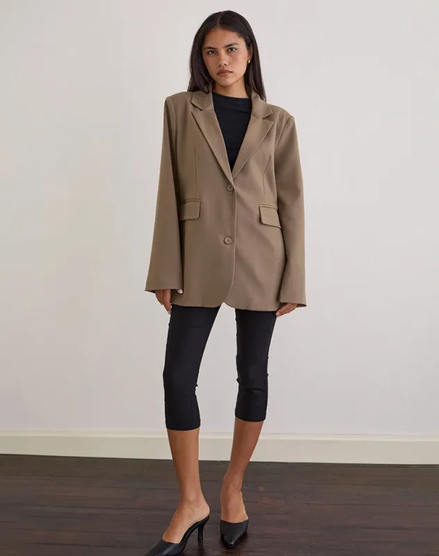 Maiwa Blazer in Textured Tailoring Beige made by Motel Rocks