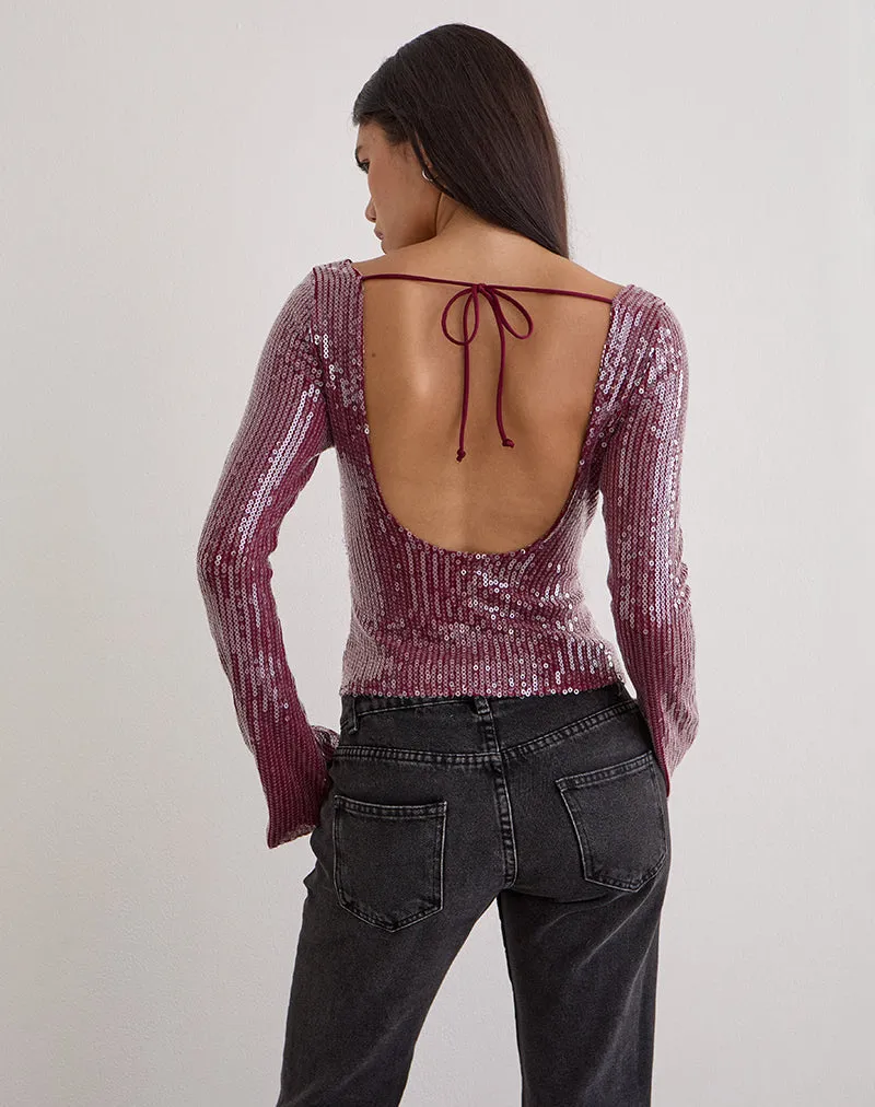 Jalwa Long Sleeve Top in Sequin Maroon sold by Motel Rocks product image thumbnail 2
