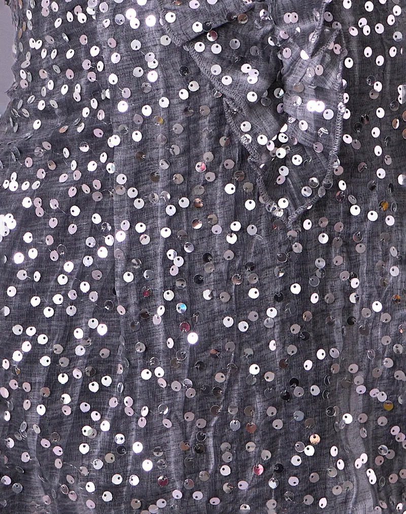 Kasuya Mini Dress in Chiffon Sequin Grey sold by Motel Rocks product image thumbnail 5