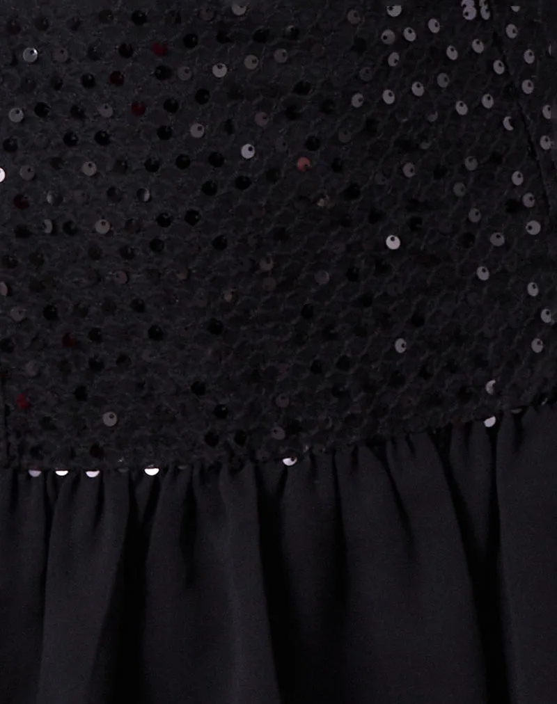 Tinosa Corset Dress in Ruffle Sequin Black sold by Motel Rocks product image thumbnail 5