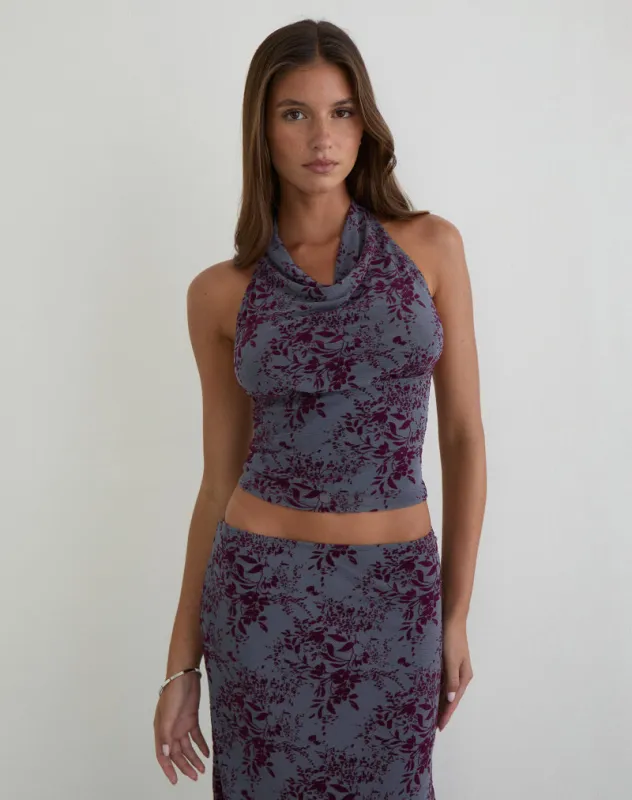 Hineba Top in Fine Leaf Flock Smoke Grey made by Motel Rocks
