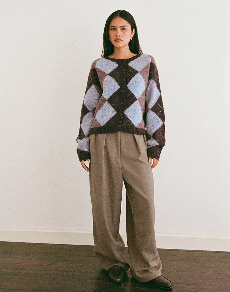 Eliana Cardigan in Knit Argyle Blue sold by Motel Rocks product image thumbnail 3