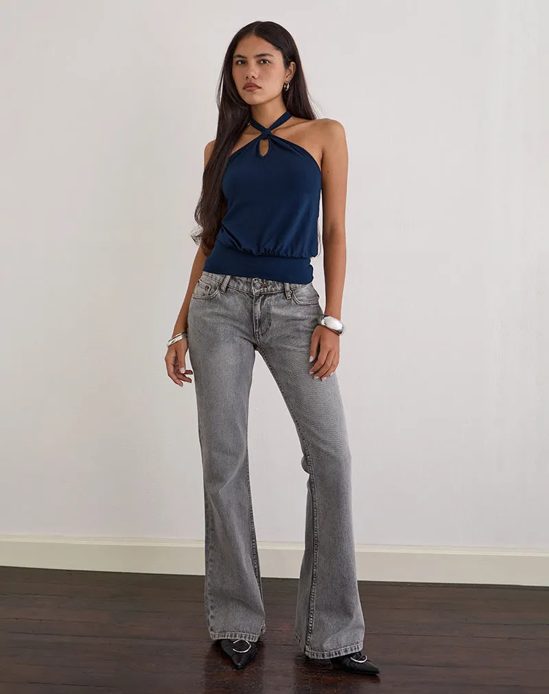 Giunea Knot Halter Top in Navy sold by Motel Rocks product image thumbnail 3