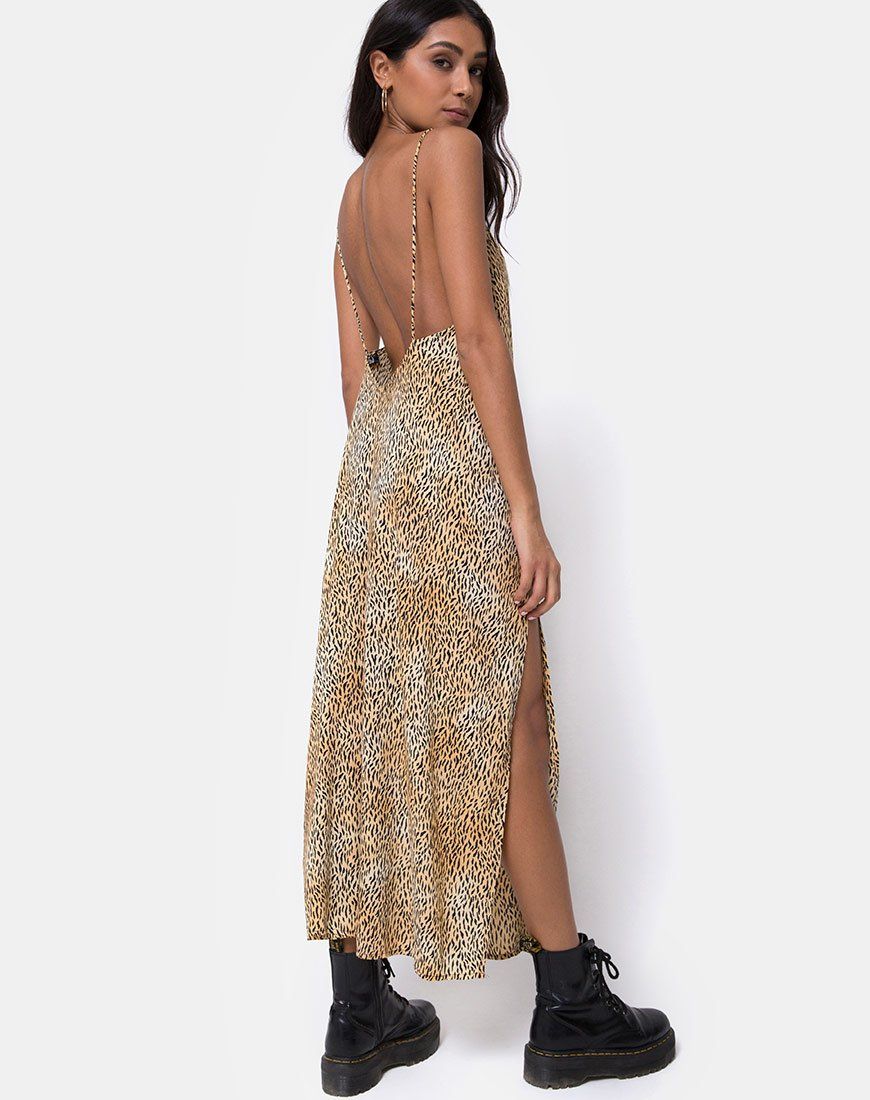 Hime Maxi Dress in Mini Tiger Brown sold by Motel Rocks product image thumbnail 4