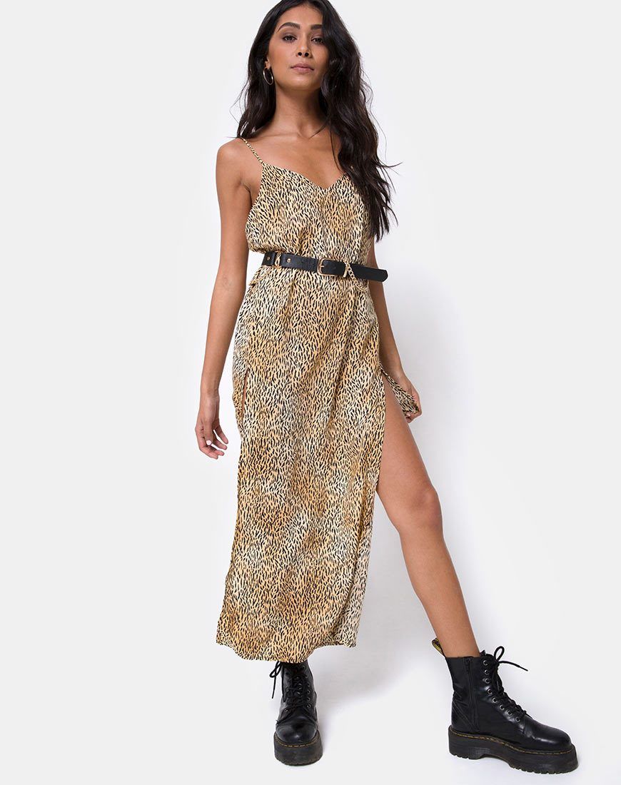 Hime Maxi Dress in Mini Tiger Brown sold by Motel Rocks product image thumbnail 3