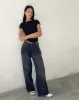 Roomy Extra Wide Low Rise Jeans in Washed Black Grey sold by Motel Rocks