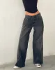 Roomy Extra Wide Low Rise Jeans in Washed Black Grey sold by Motel Rocks