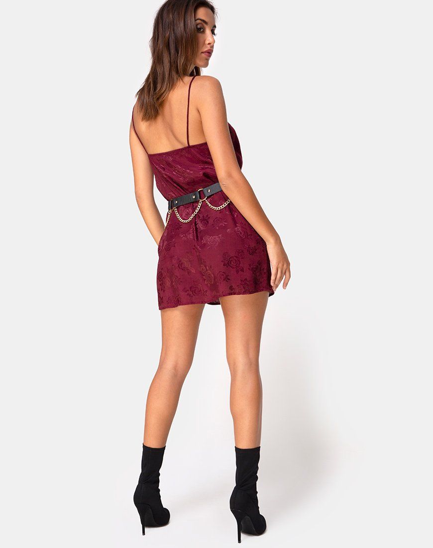 Datista Slip Dress in Satin Rose Burgundy sold by Motel Rocks product image thumbnail 4