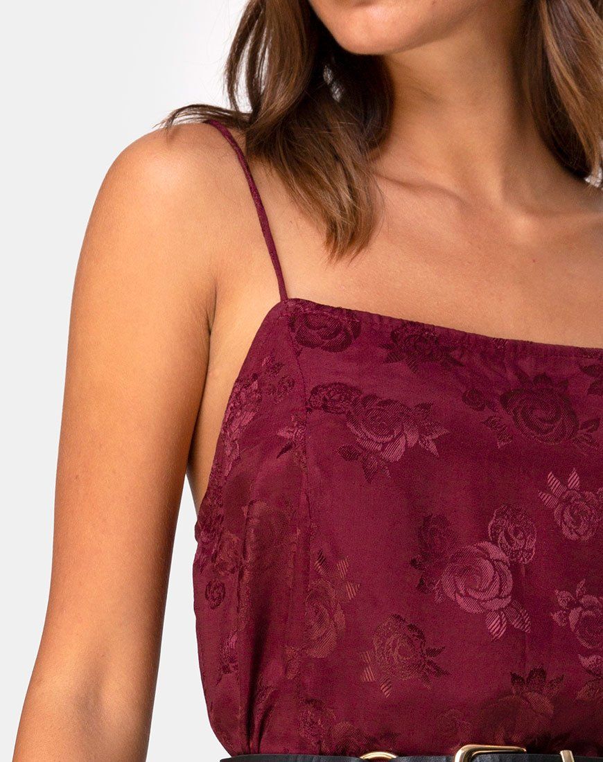 Datista Slip Dress in Satin Rose Burgundy sold by Motel Rocks product image thumbnail 5