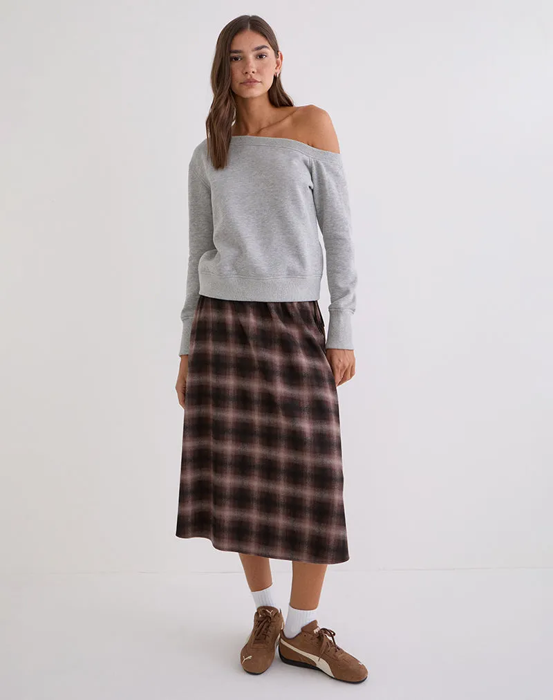 Taka Midi Skirt in Pink and Brown Check sold by Motel Rocks product image thumbnail 3