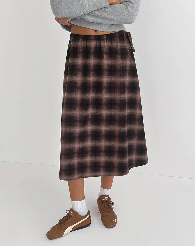 Taka Midi Skirt in Pink and Brown Check sold by Motel Rocks product image thumbnail 2