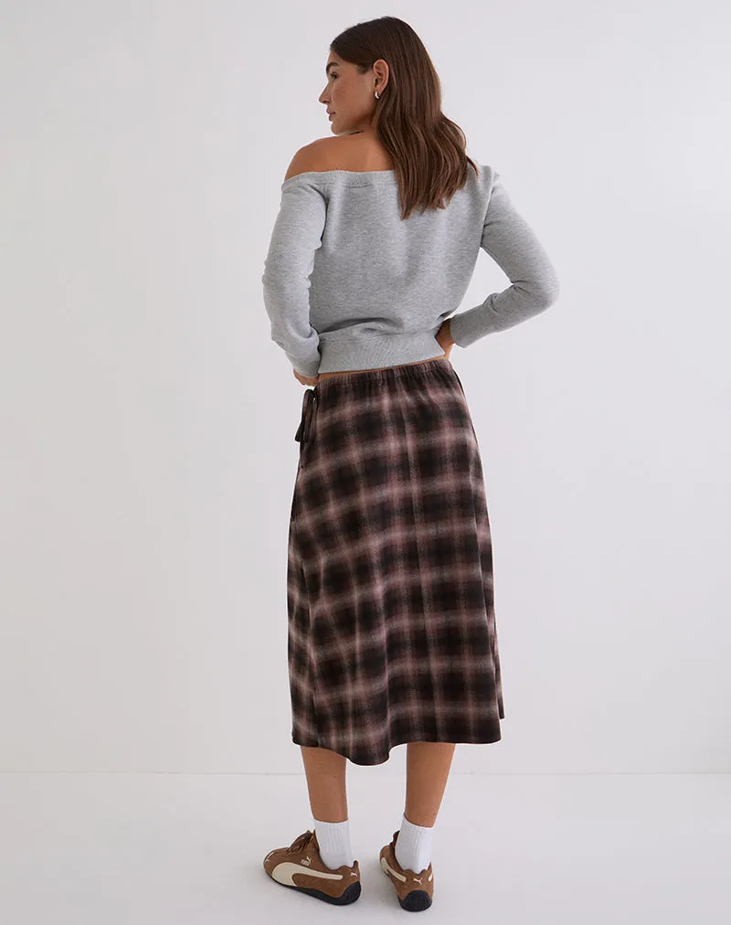Taka Midi Skirt in Pink and Brown Check sold by Motel Rocks product image thumbnail 5