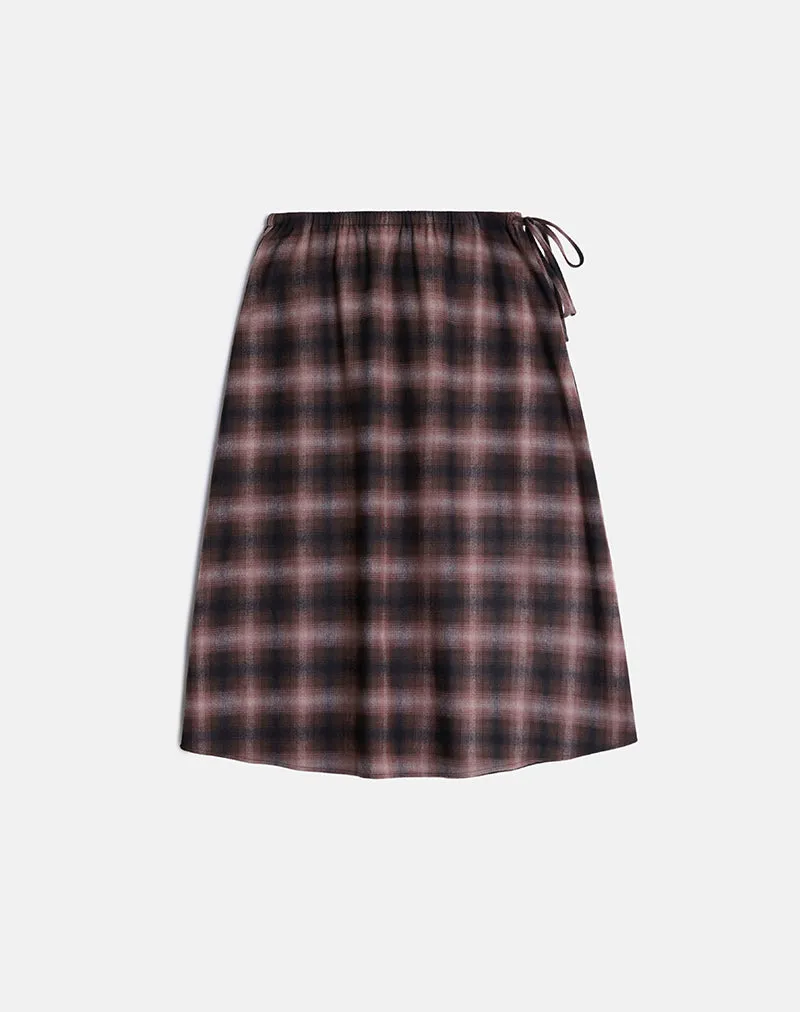 Taka Midi Skirt in Pink and Brown Check sold by Motel Rocks product image thumbnail 4